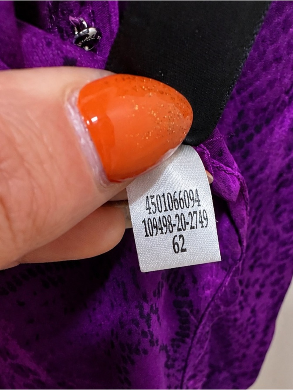 White House Black Market 100% Silk Purple Snakeskin Blouse Size 12 - Picture 9 of 9